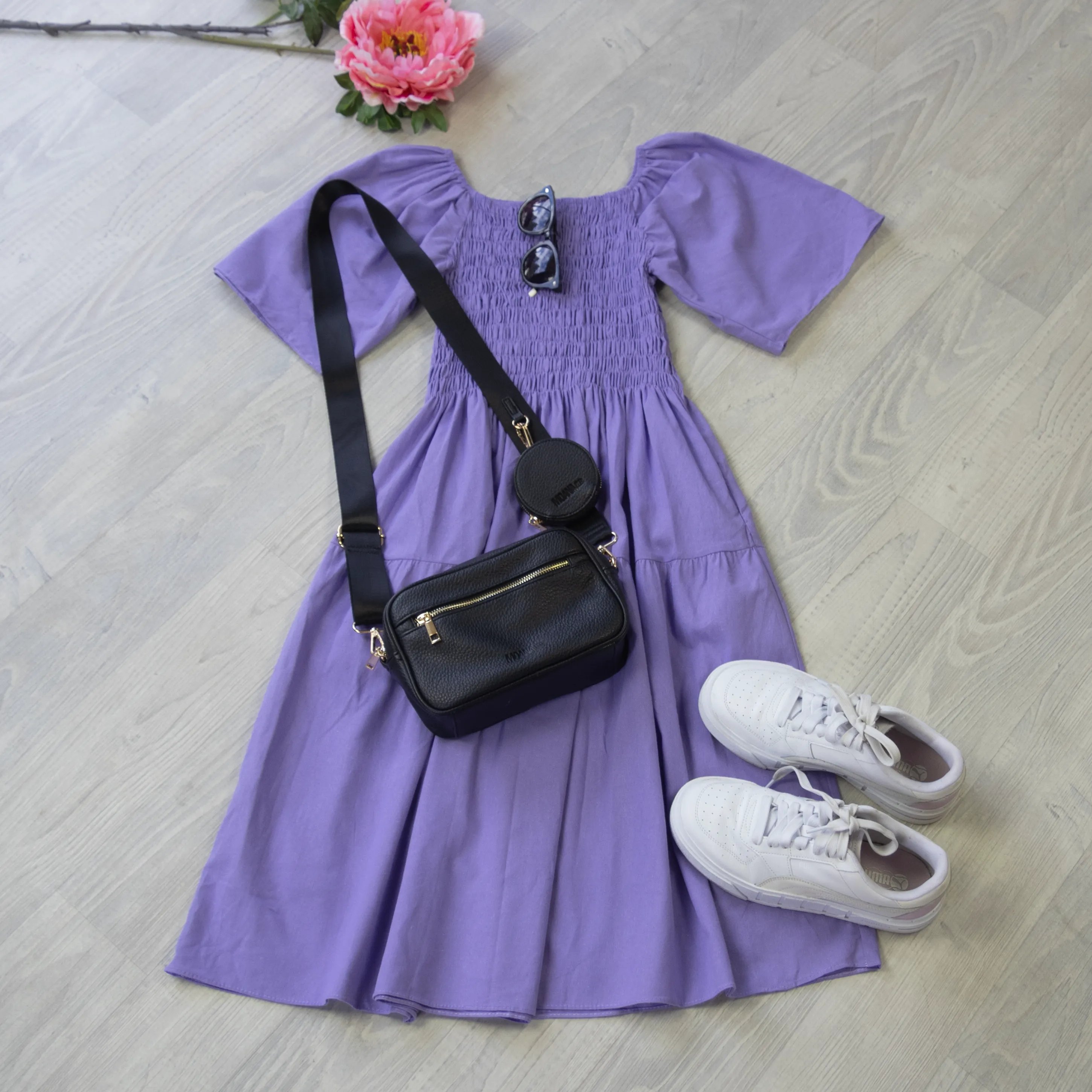Plain Shirred Bust Louisa Dress - Violet