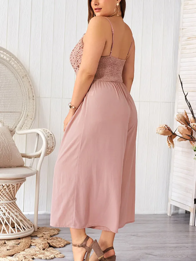 Plus Size Casual Sling Lace Jumpsuit