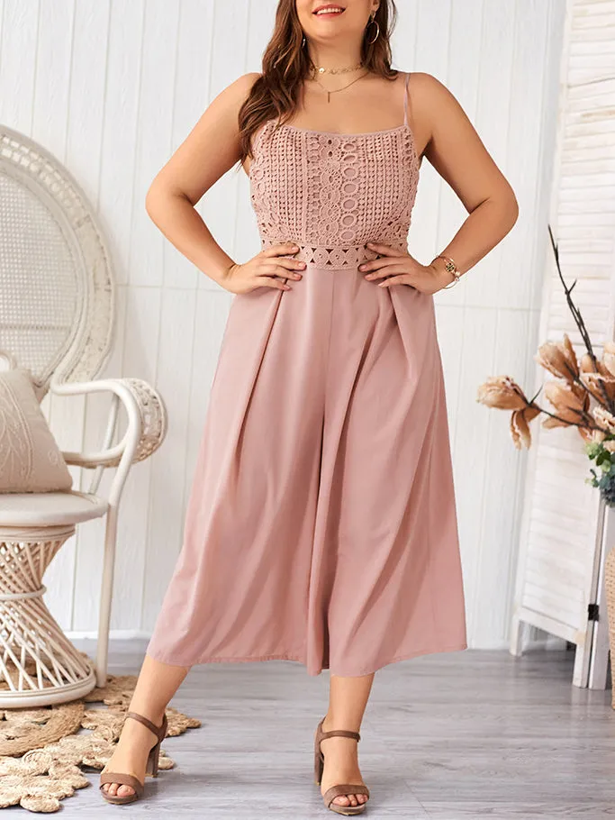 Plus Size Casual Sling Lace Jumpsuit