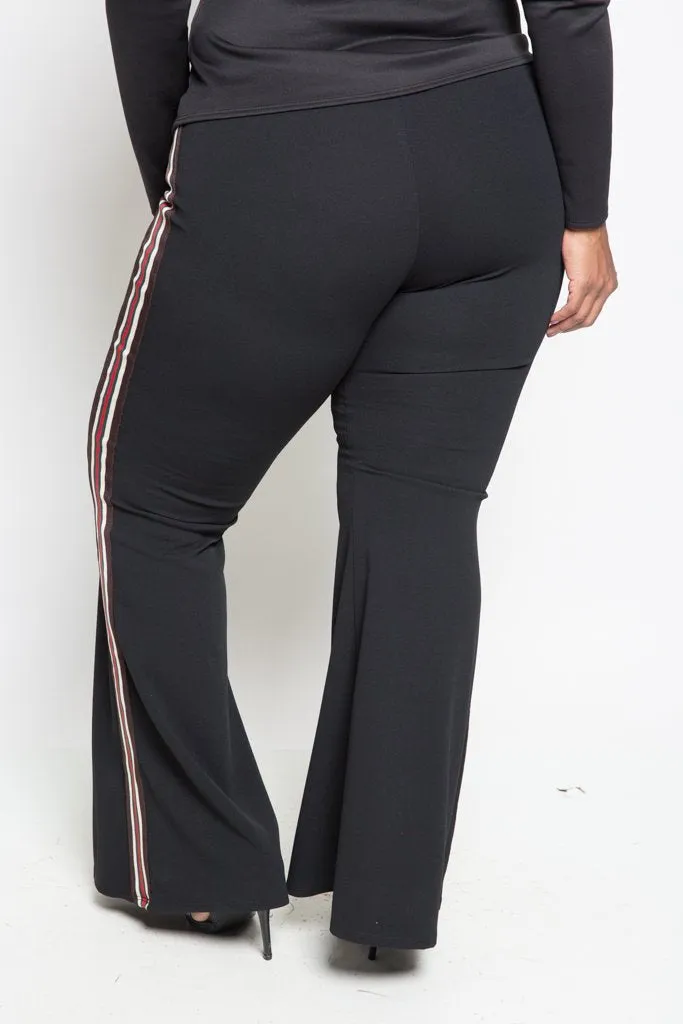Plus Size Soft Racer Stripe Flare Pants