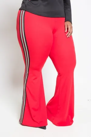 Plus Size Soft Racer Stripe Flare Pants