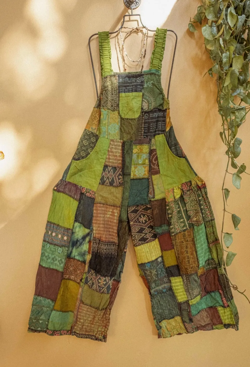 Plus Size Wide Leg Patchwork Overalls