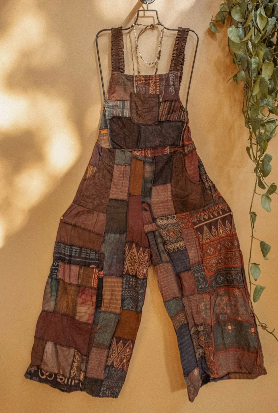 Plus Size Wide Leg Patchwork Overalls