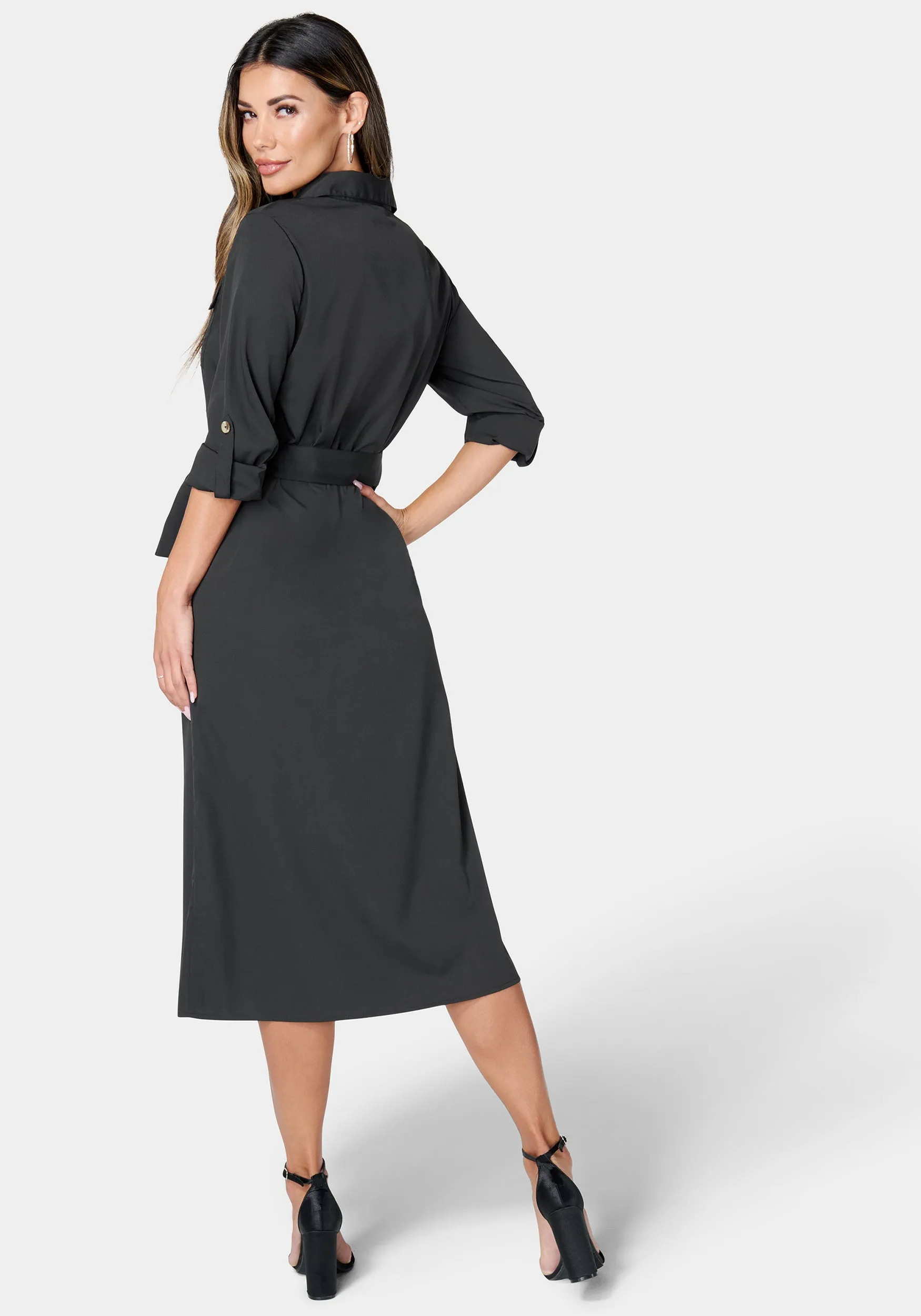 Poly Crepe Button Dress