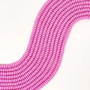 Polymer Clay Rondelle Beads, 6mm - Cotton Candy Pink