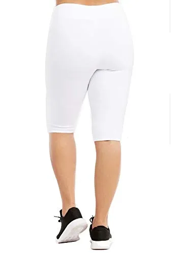 Popular Womens Bike Shorts Plus Size - Cotton Biker Shorts. Bermuda Long Shorts for Women. Great Gym, Workout & Yoga Shorts,
