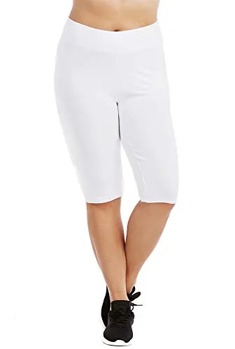 Popular Womens Bike Shorts Plus Size - Cotton Biker Shorts. Bermuda Long Shorts for Women. Great Gym, Workout & Yoga Shorts,