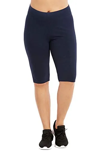 Popular Womens Bike Shorts Plus Size - Cotton Biker Shorts. Bermuda Long Shorts for Women. Great Gym, Workout & Yoga Shorts,