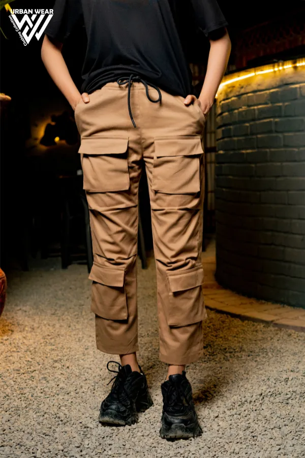 Premium Camel Color 8-Pocket Cargo Pants | Stylish Unisex Urban Streetwear