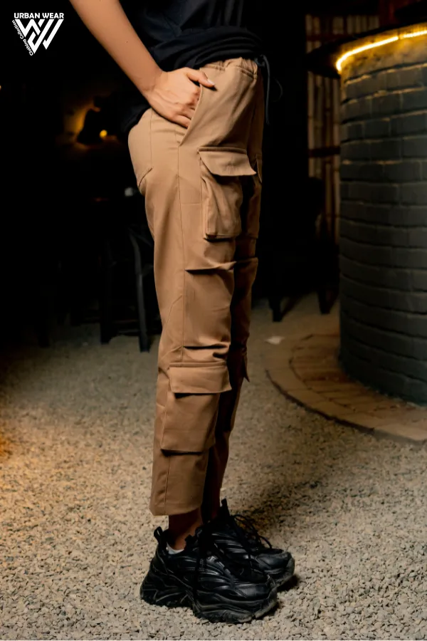 Premium Camel Color 8-Pocket Cargo Pants | Stylish Unisex Urban Streetwear