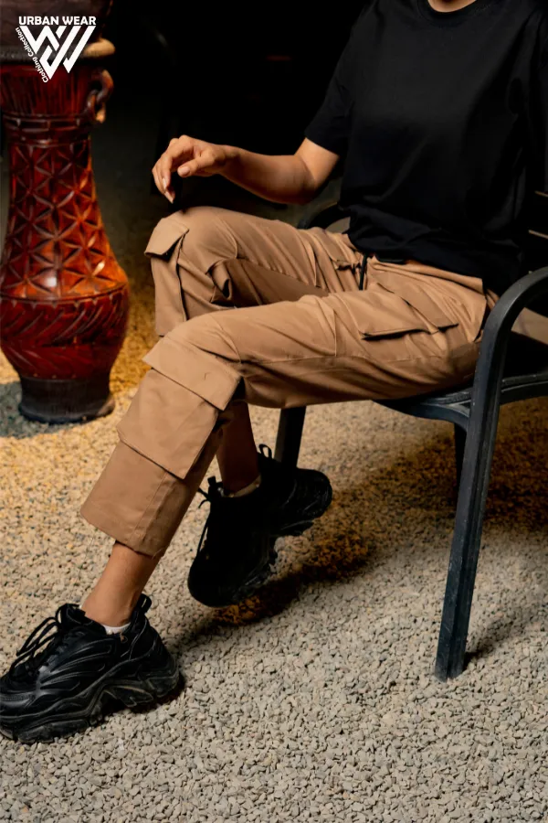 Premium Camel Color 8-Pocket Cargo Pants | Stylish Unisex Urban Streetwear