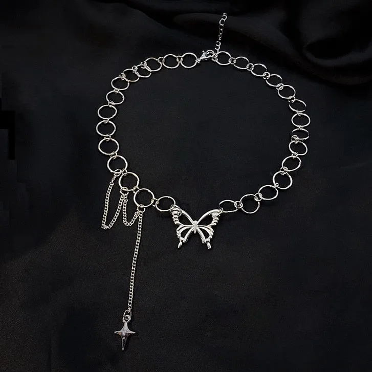 Punk Butterfly Choker Necklace