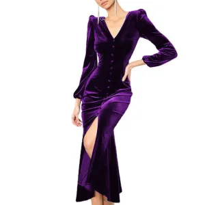 Purple Button Down Midi Dress