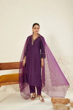 Purple Embroidered Kurta Set