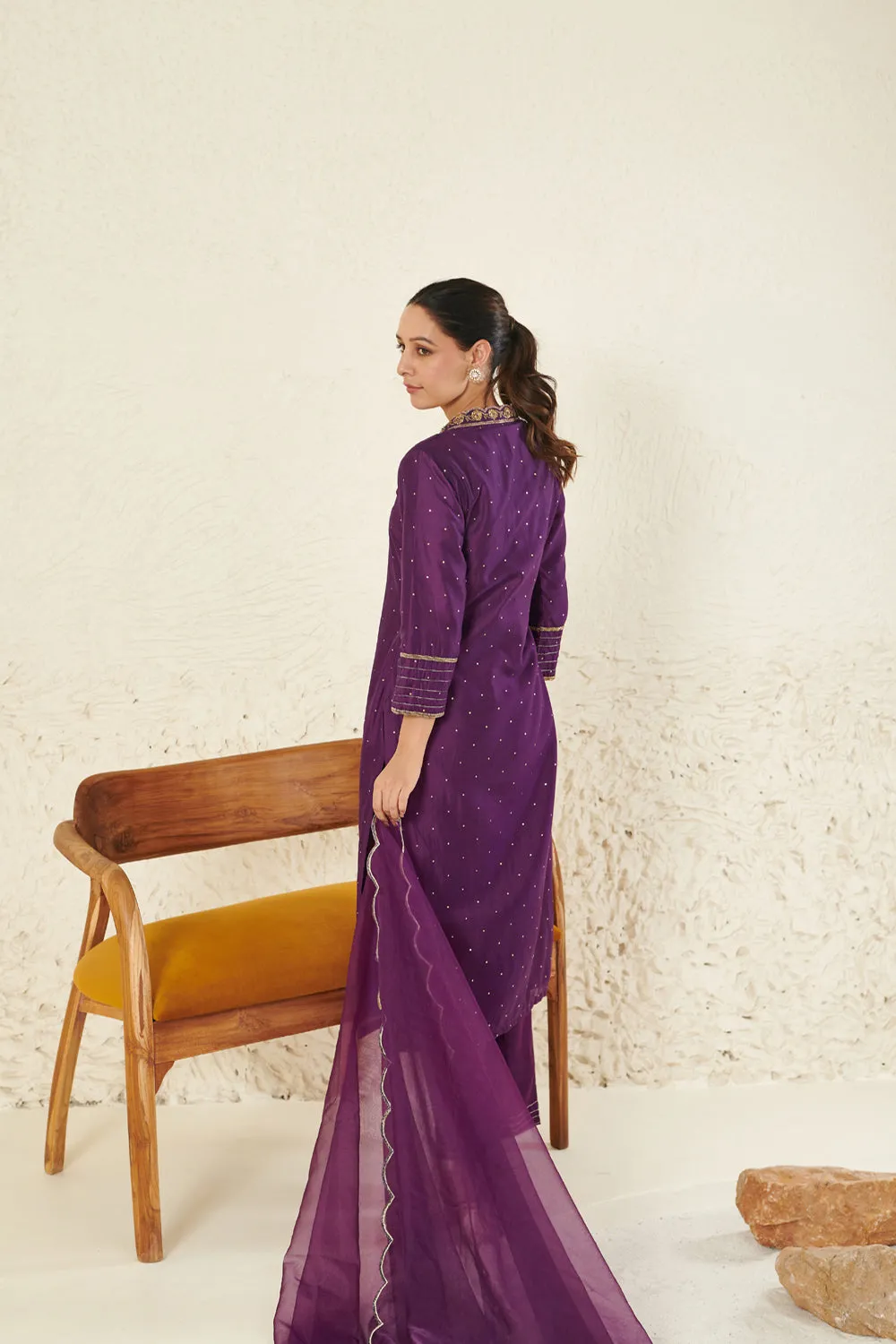 Purple Embroidered Kurta Set