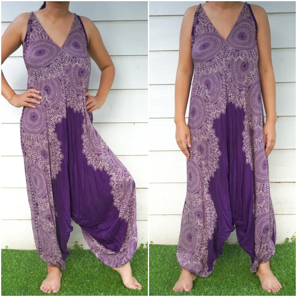 Purple Lotus Hippie Jumpsuits, Boho Rompers, Festival Clothing