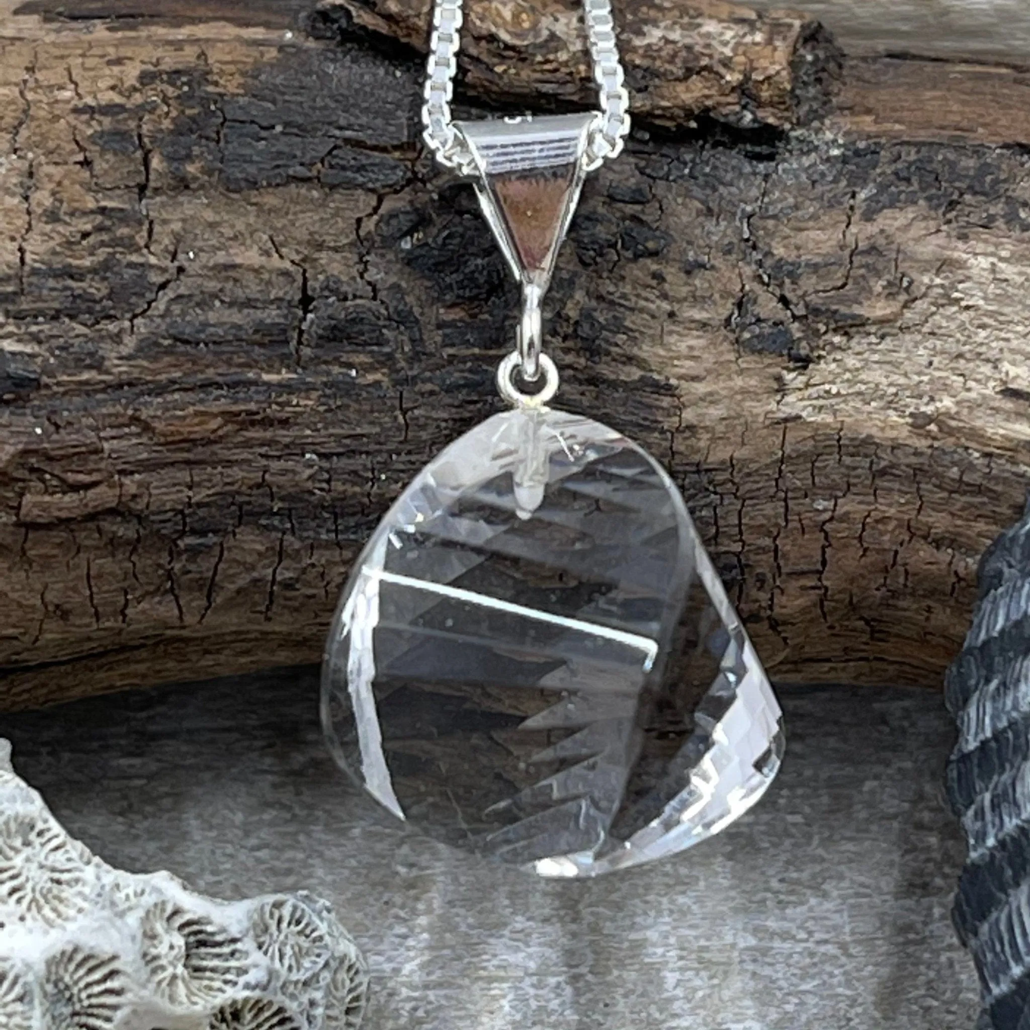 Quartz Crystal Lantern Cut Briolette Necklace