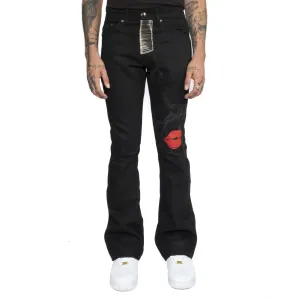 " SIGNATURE " HEAVYMETAL BLACK DENIM FLARE JEANS