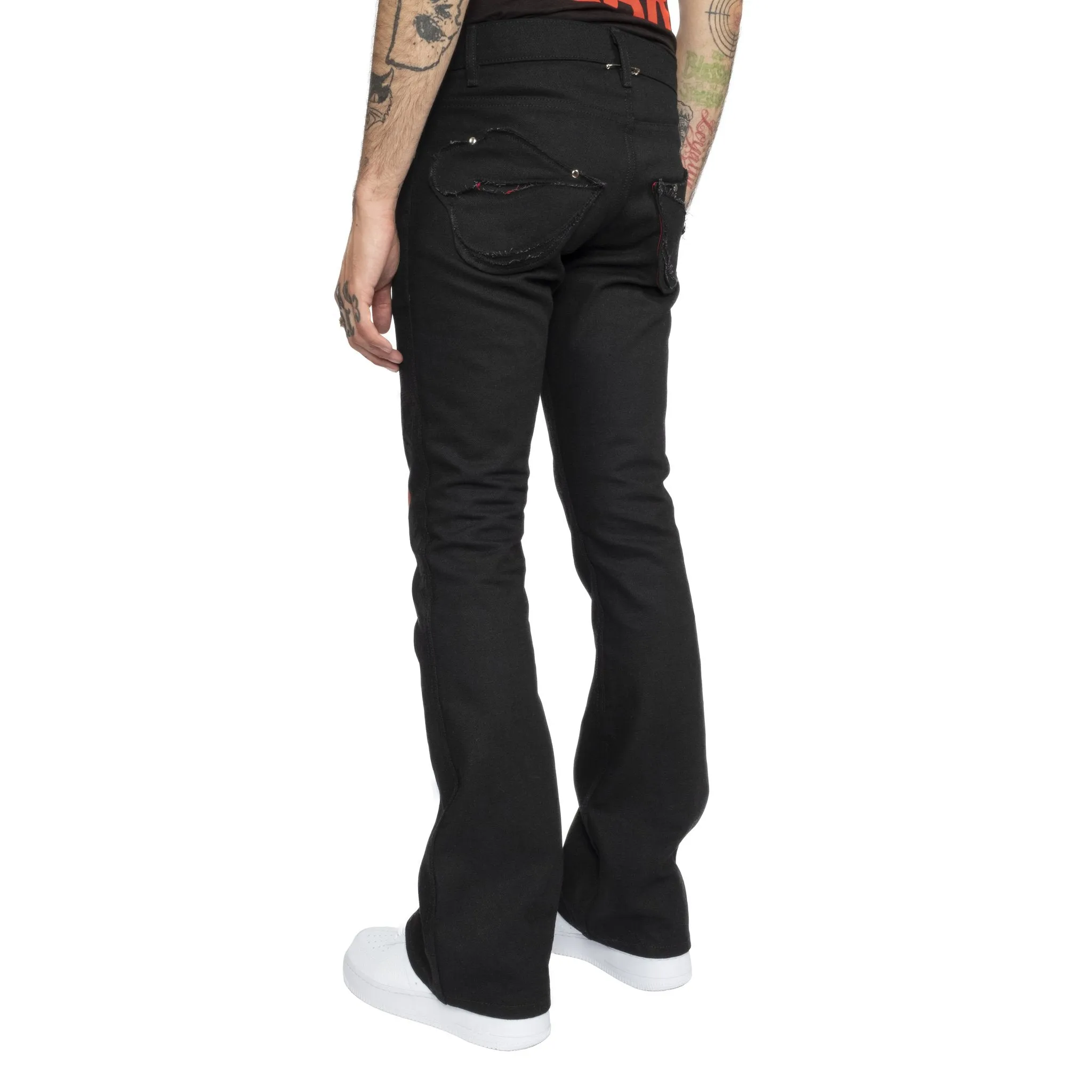 " SIGNATURE " HEAVYMETAL BLACK DENIM FLARE JEANS