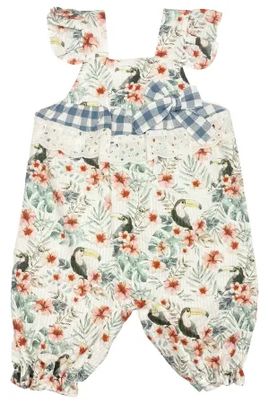 "Delphine" Navy Toucan Print Jumpsuit