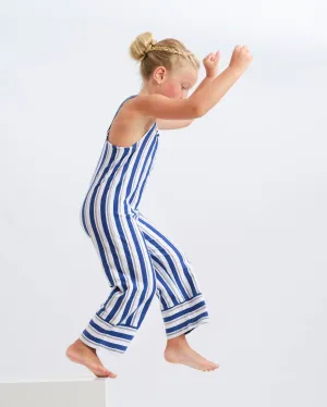"Lovina" Blue Striped Jumpsuit