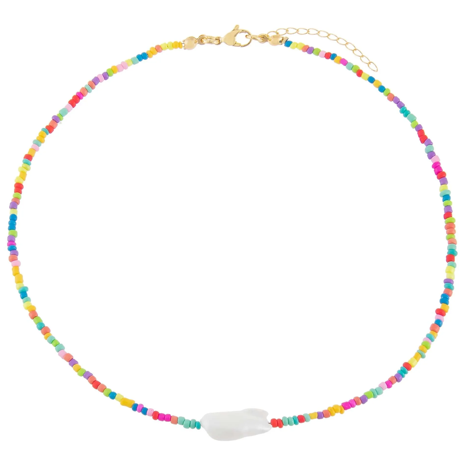 Rainbow Baroque Pearl Color Beaded Choker