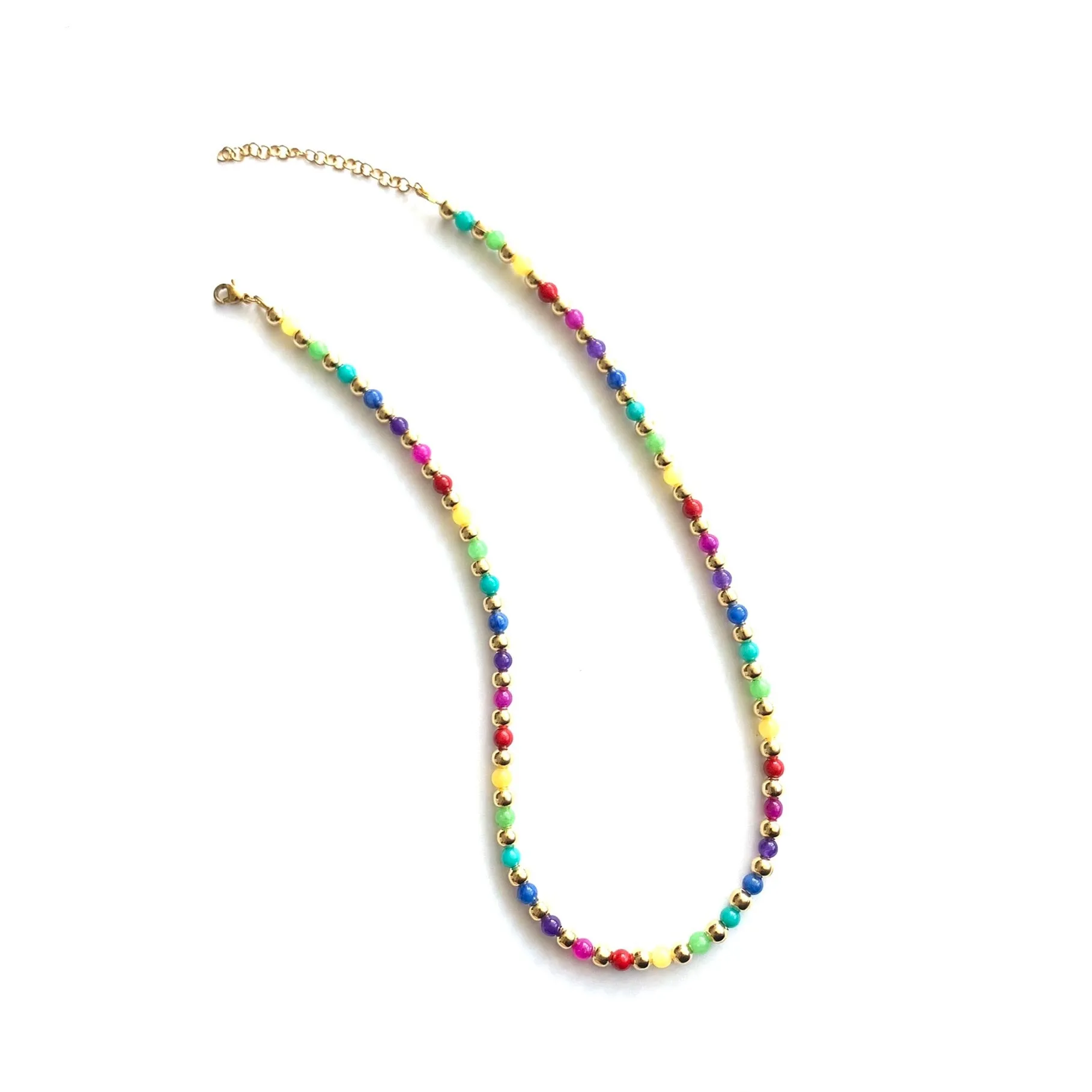 Rainbow Jade Gemstone Beaded Necklace