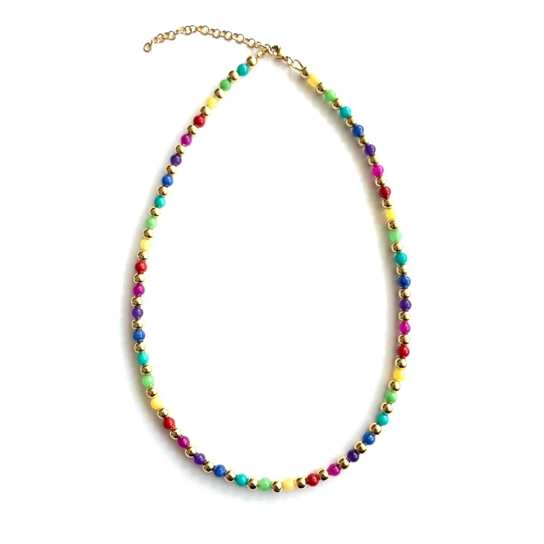Rainbow Jade Gemstone Beaded Necklace