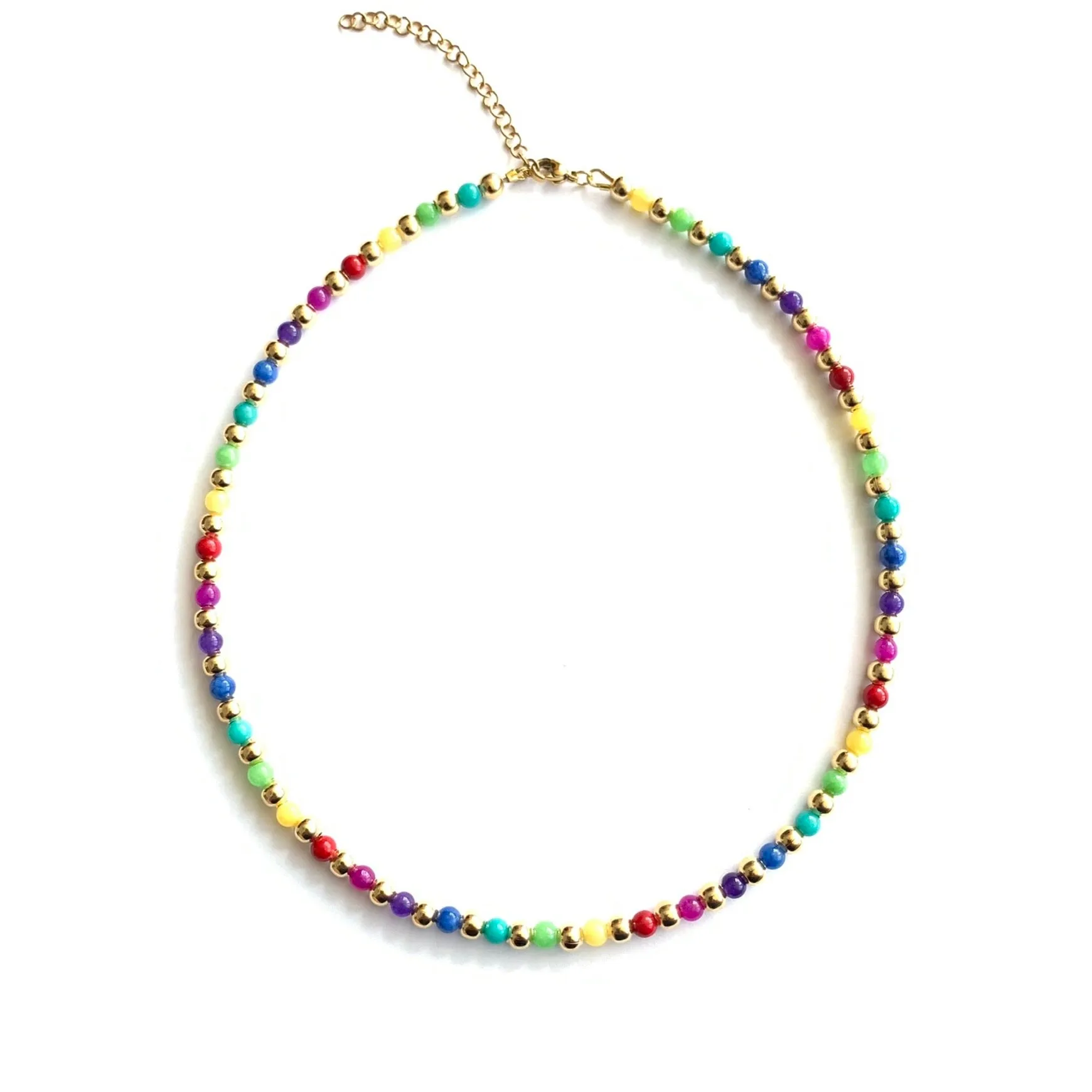 Rainbow Jade Gemstone Beaded Necklace