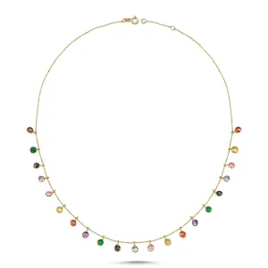 RAINBOW SAPPHIRE DANGLE CHOCKER NECKLACE