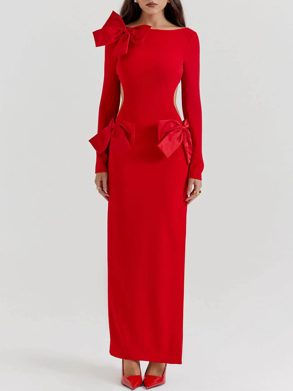 Red Bow Stylish Maxi Dress
