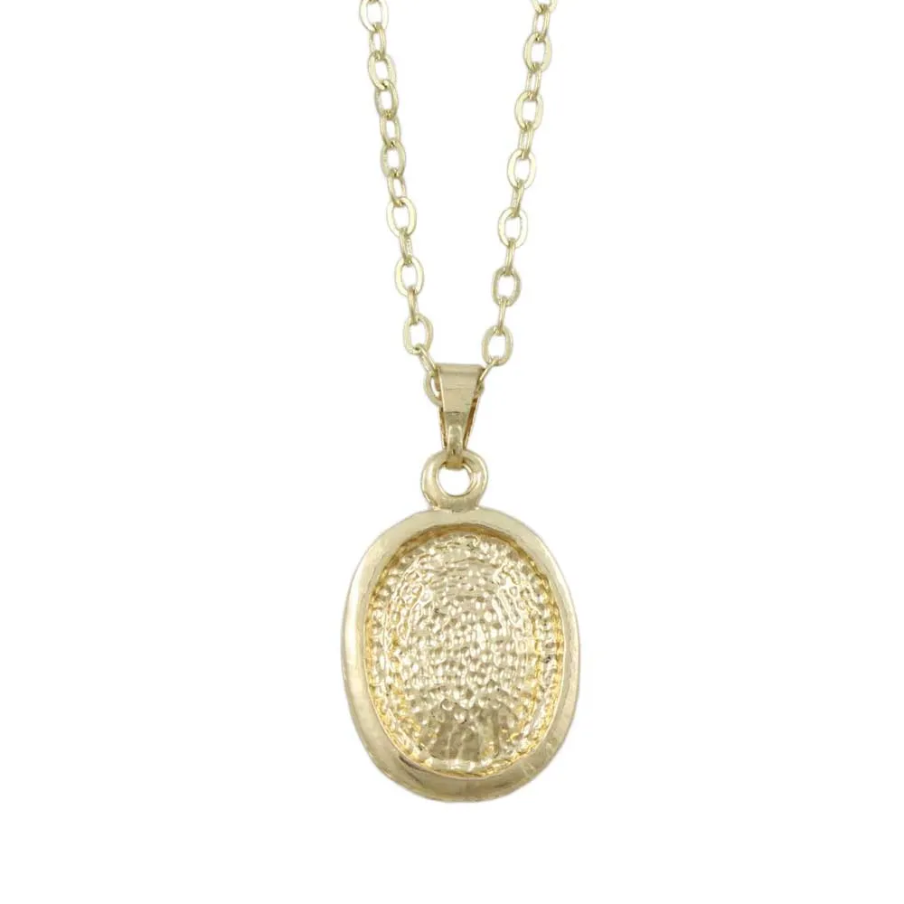 Red Oval Crystal Pendant on Gold-plated Chain - PT411S