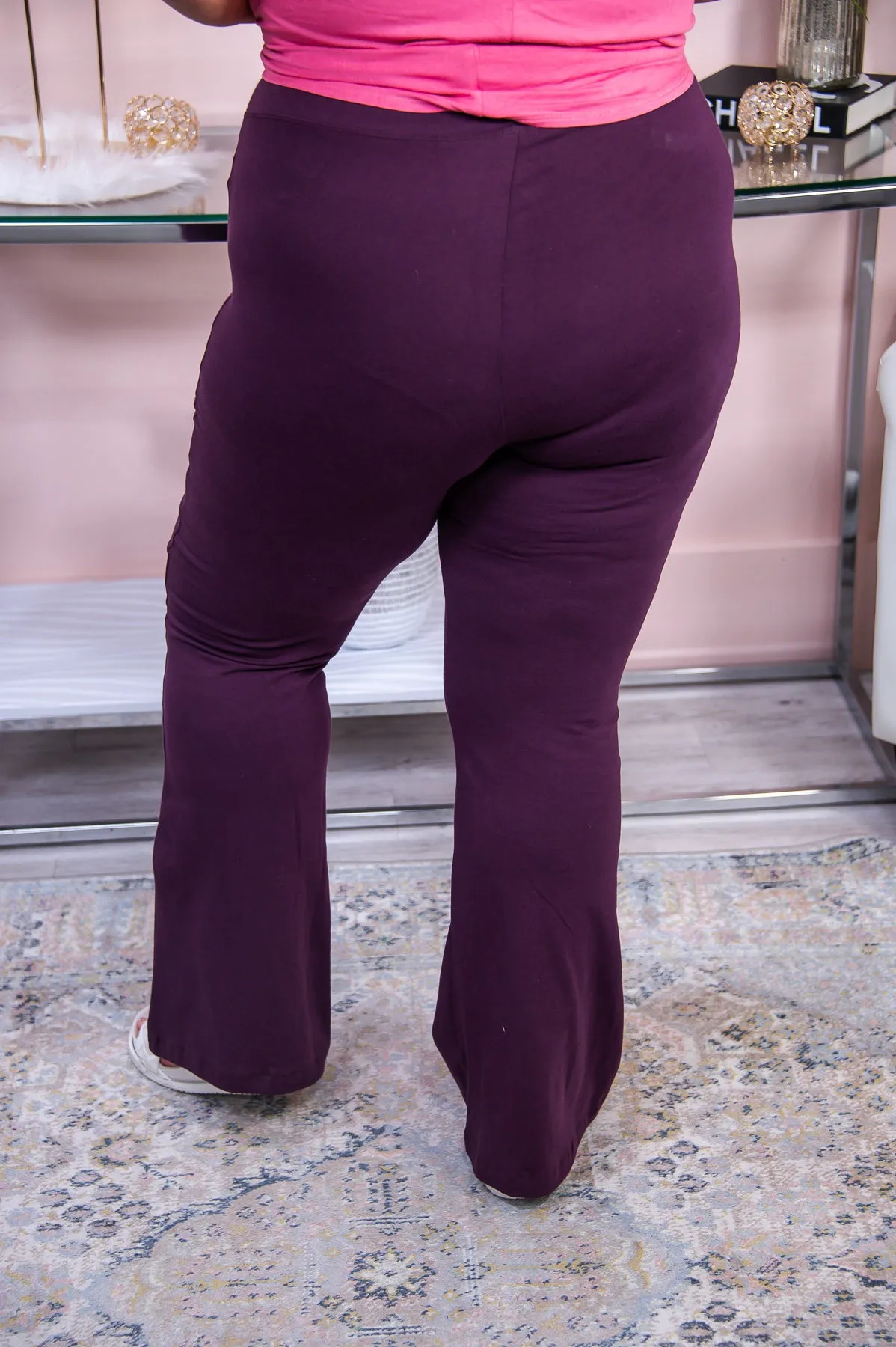 Relaxation Mindset Eggplant Solid Flare Pants - PNT1413EP