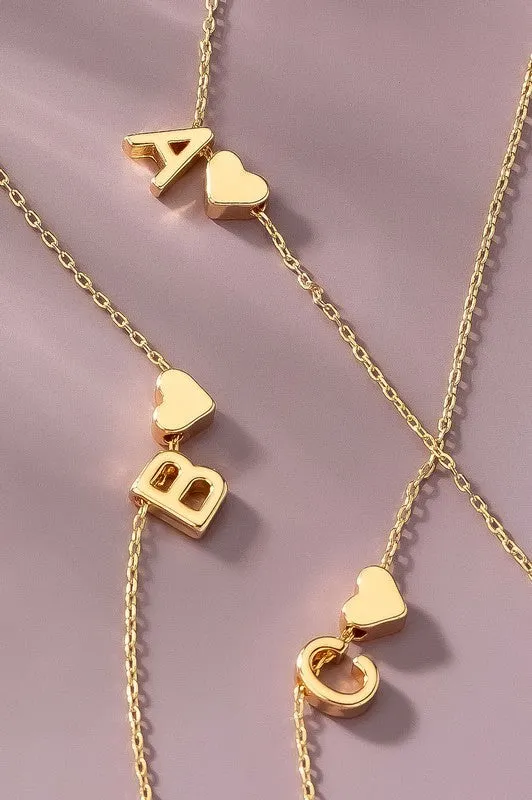 RESTOCK Gold Heart Initial Necklaces