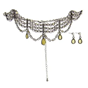 Rhinestone Necklace & Earring Set