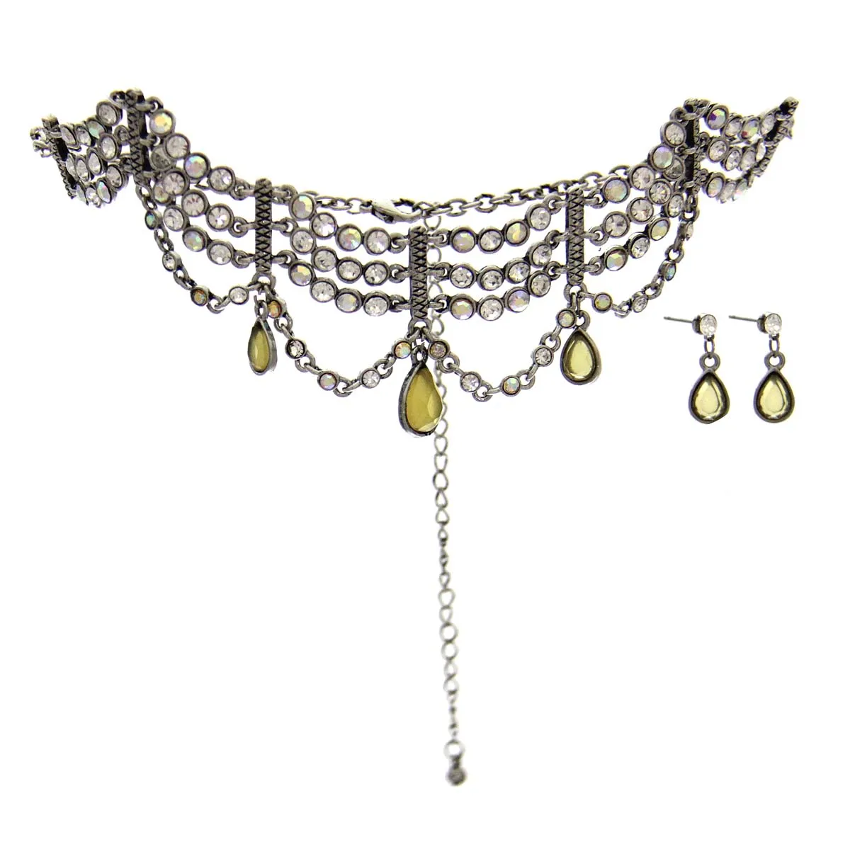 Rhinestone Necklace & Earring Set