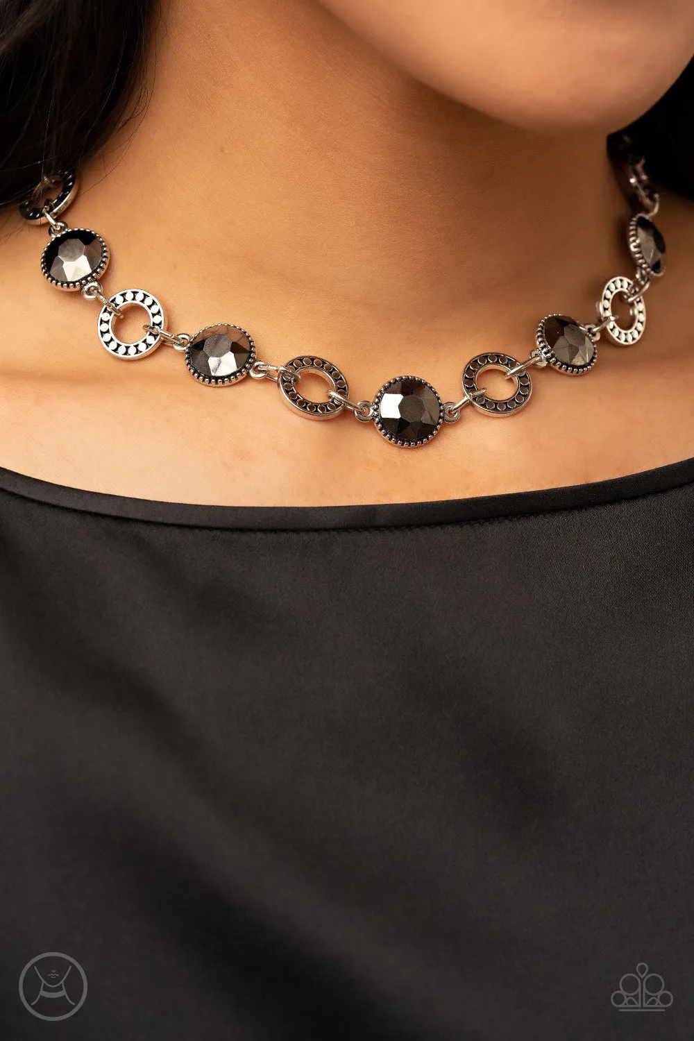 Rhinestone Rollout - Silver (Hematite) Necklace