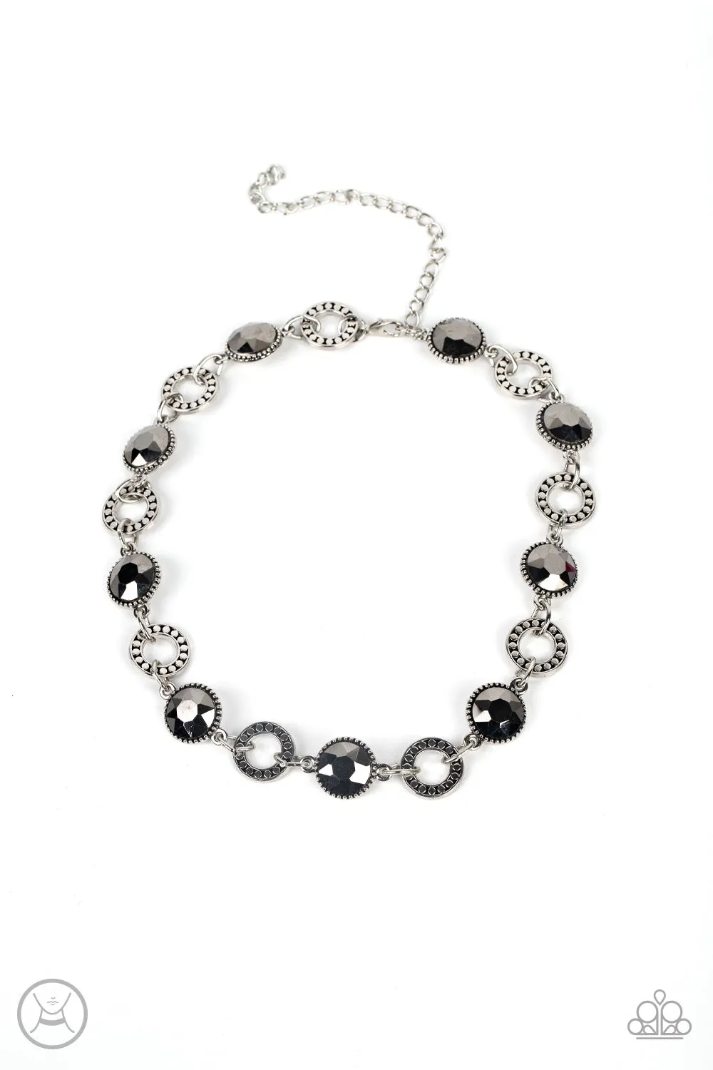 Rhinestone Rollout - Silver (Hematite) Necklace