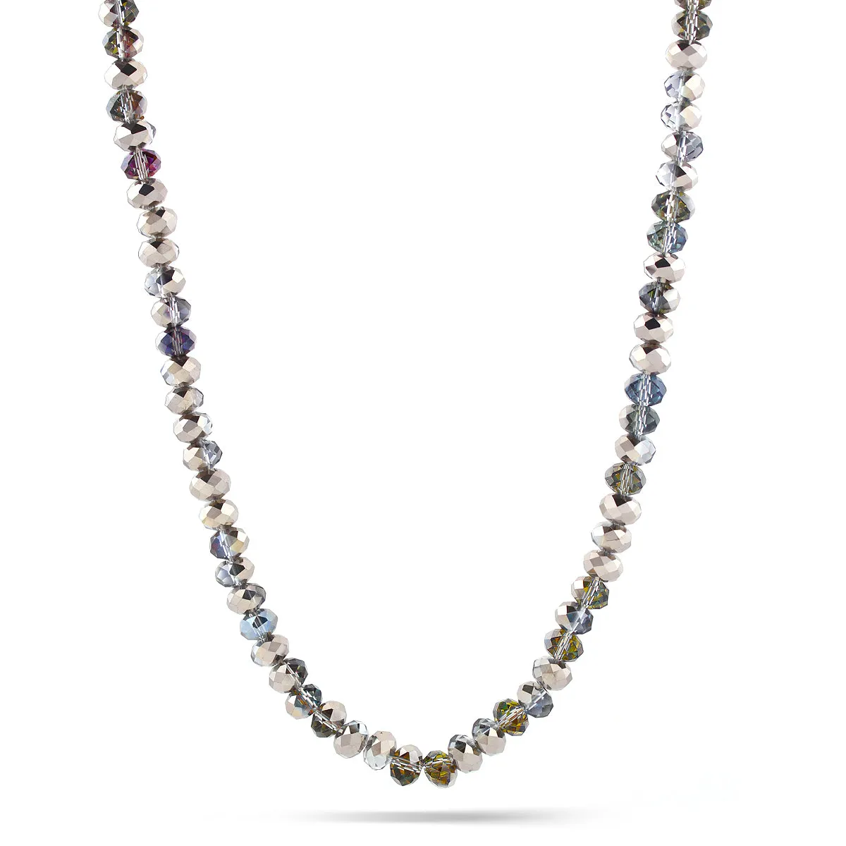 RHODIUM CRYSTAL BEADS NECKLACES #HNN1285- RHOD/RAIN (TA1/R-TH3)