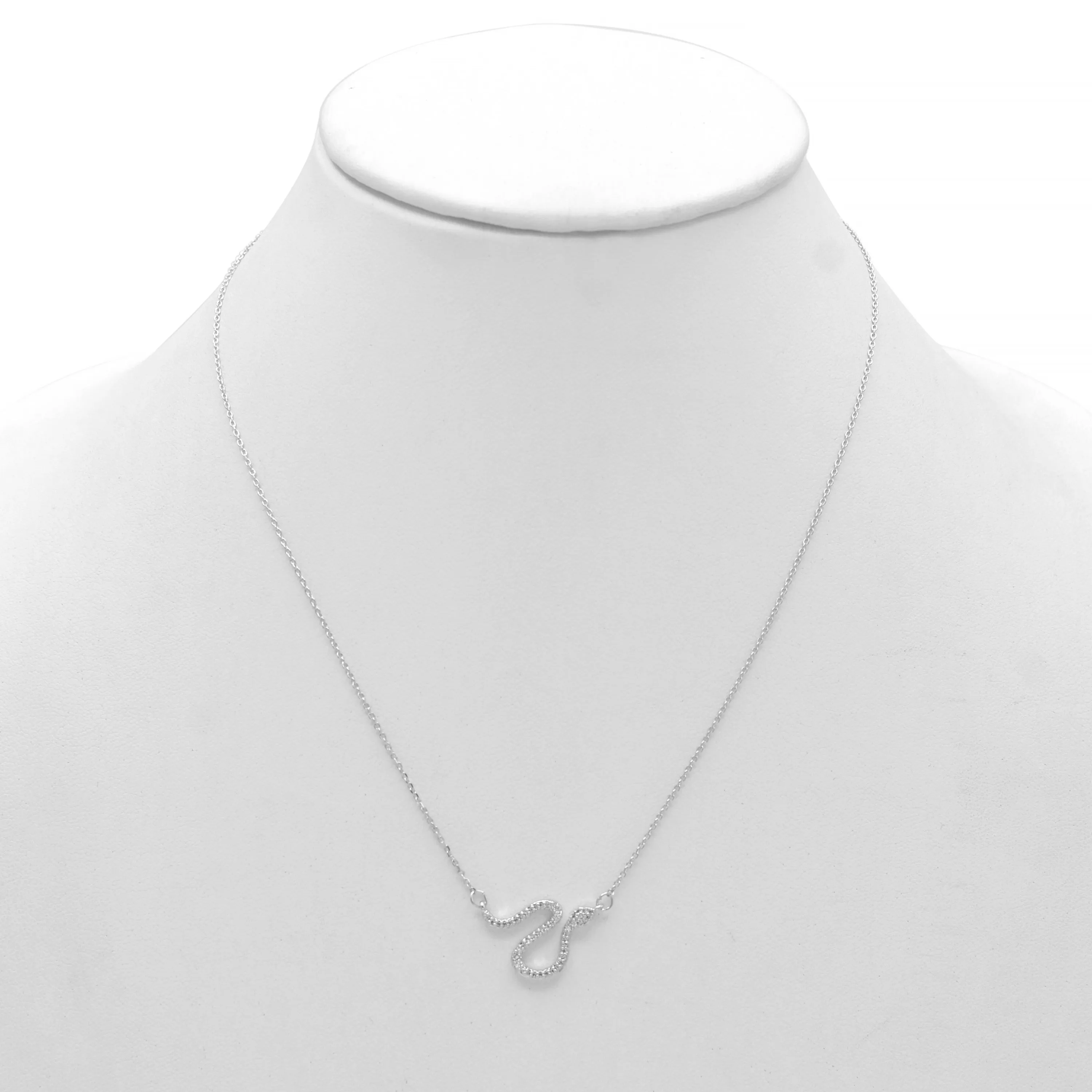 RHODIUM CRYSTAL SNAKE SNAKE PENDANT SHORT NECKLACE # HNN90665RD(LE14)