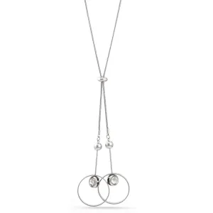 RHODIUM CRYSTAL TASSEL NECKLACE #SQ358-0173
