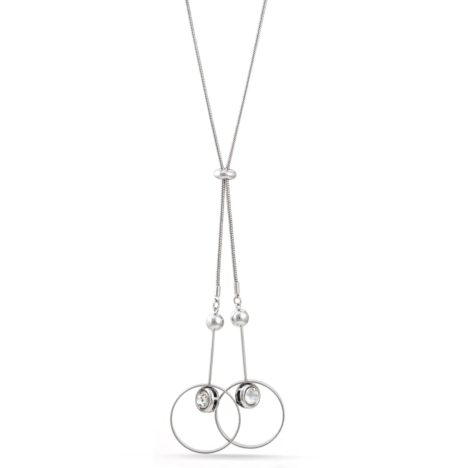 RHODIUM CRYSTAL TASSEL NECKLACE #SQ358-0173