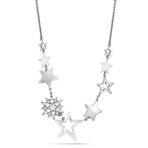 RHODIUM STAR WHITE CRYSTAL NECKLACES #200SV1201 (5A1)