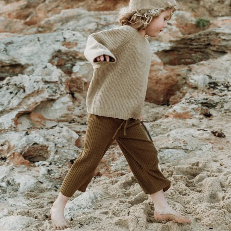 Rib Flare Pants - Moss