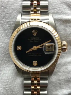 Rolex Datejust 26mm 79173 Factory black Onyx with Diamonds Dial Automatic Women's Watch