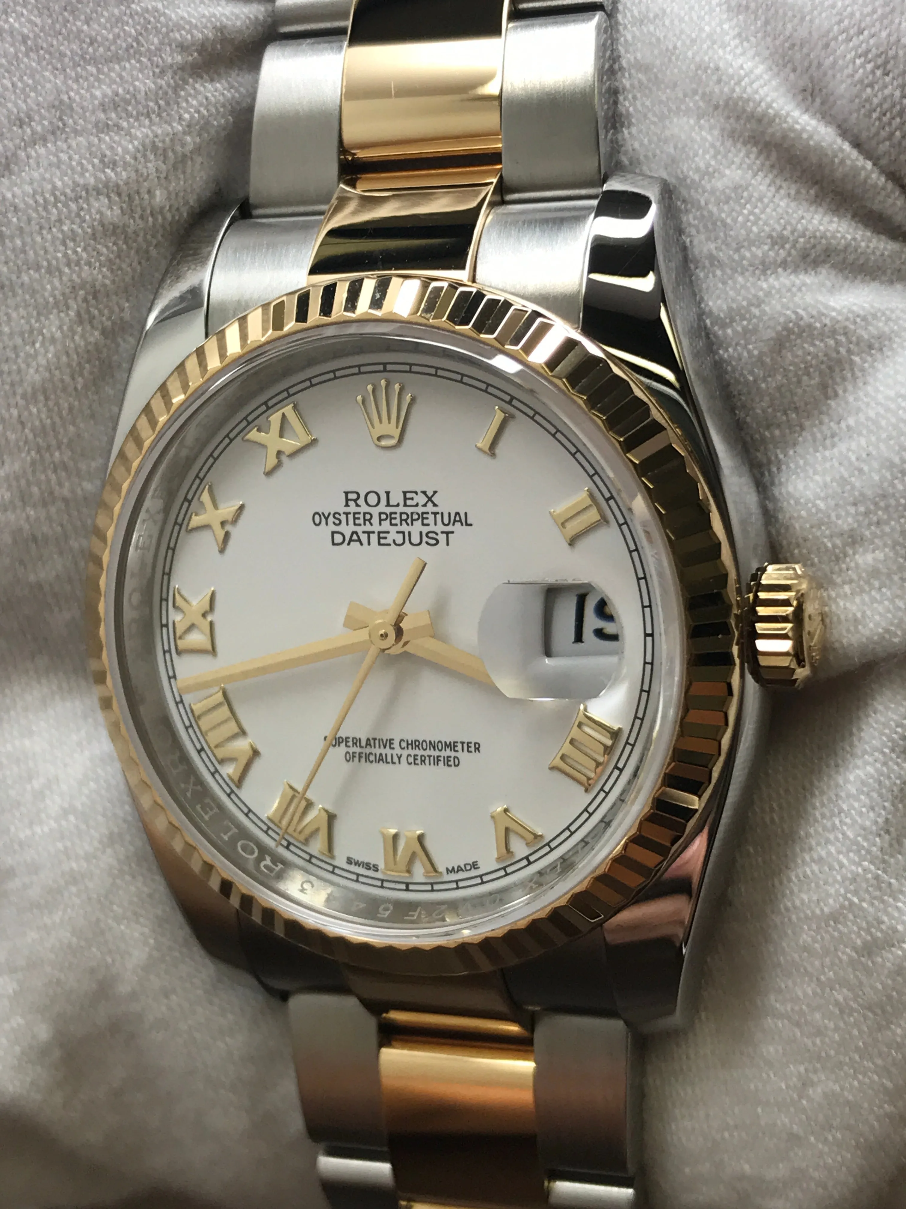 Rolex Datejust 36mm 116233 White Roman Dial Automatic Watch