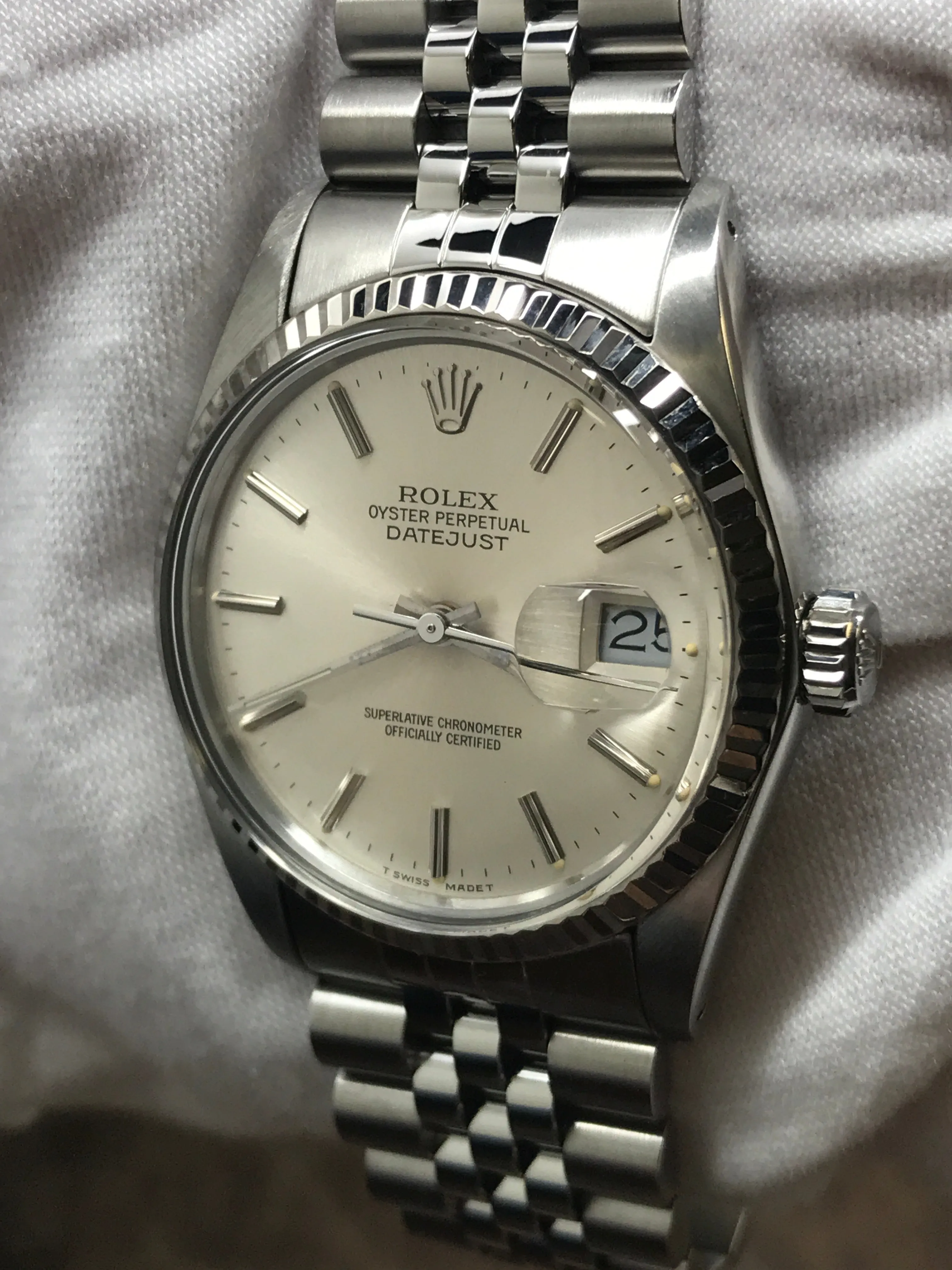 Rolex Datejust 36mm 16014 Silver Dial Automatic Watch