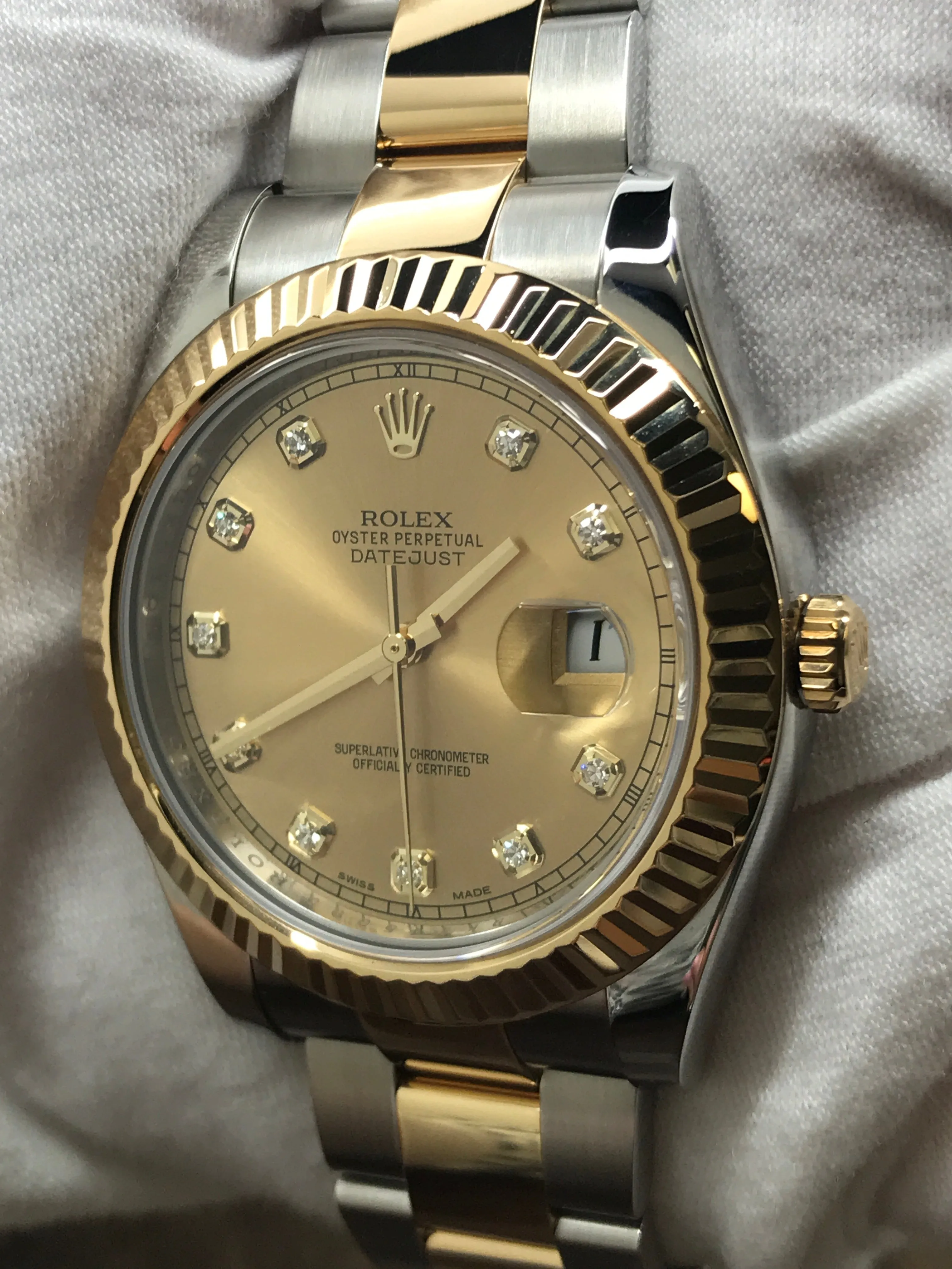 Rolex Datejust II 116333 Champ Diamond Dial Automatic Men's Watch