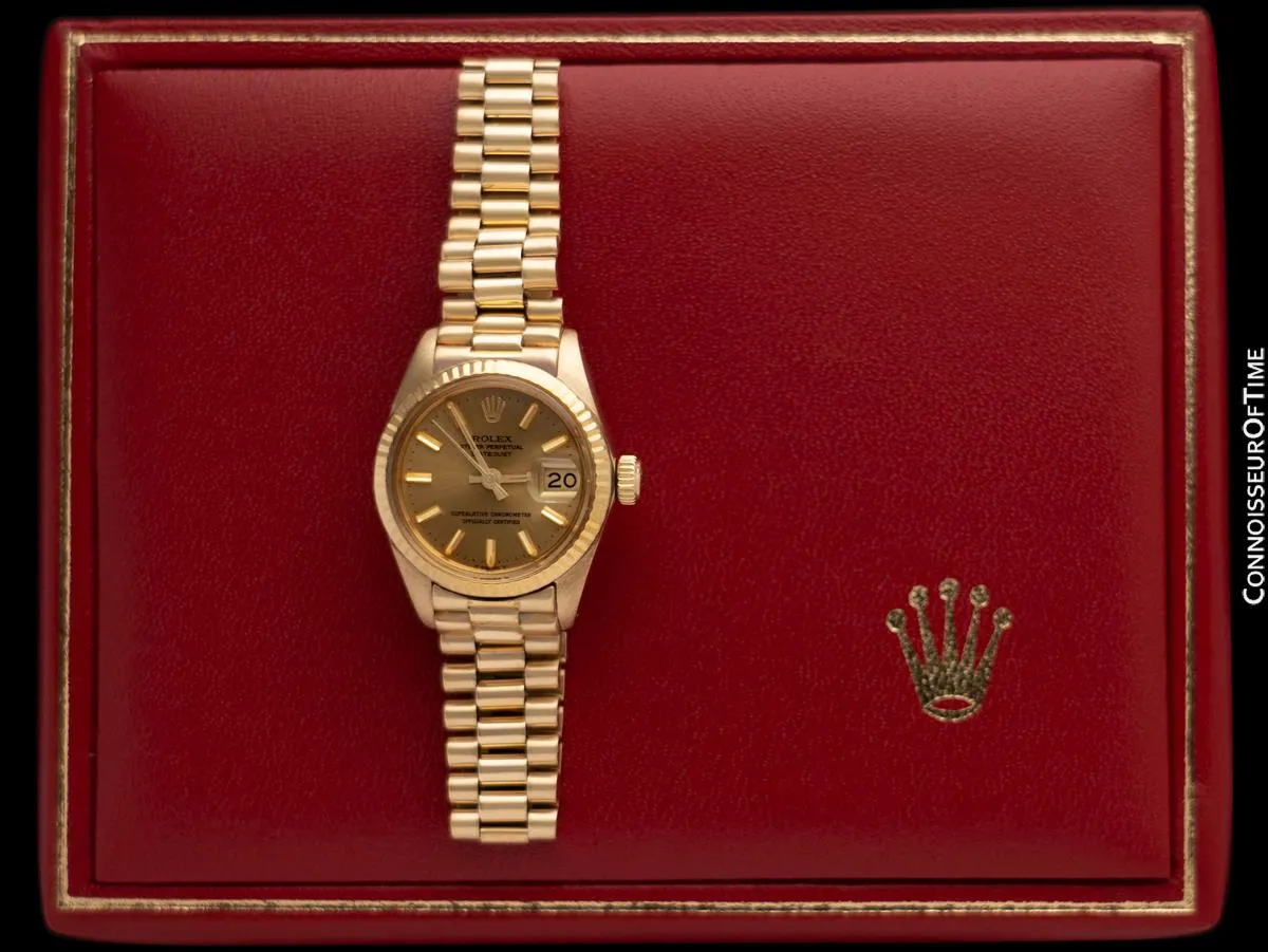Rolex Ladies President Datejust 26mm Watch with Boxes & Booklets, Ref. 6917 - 18K Gold