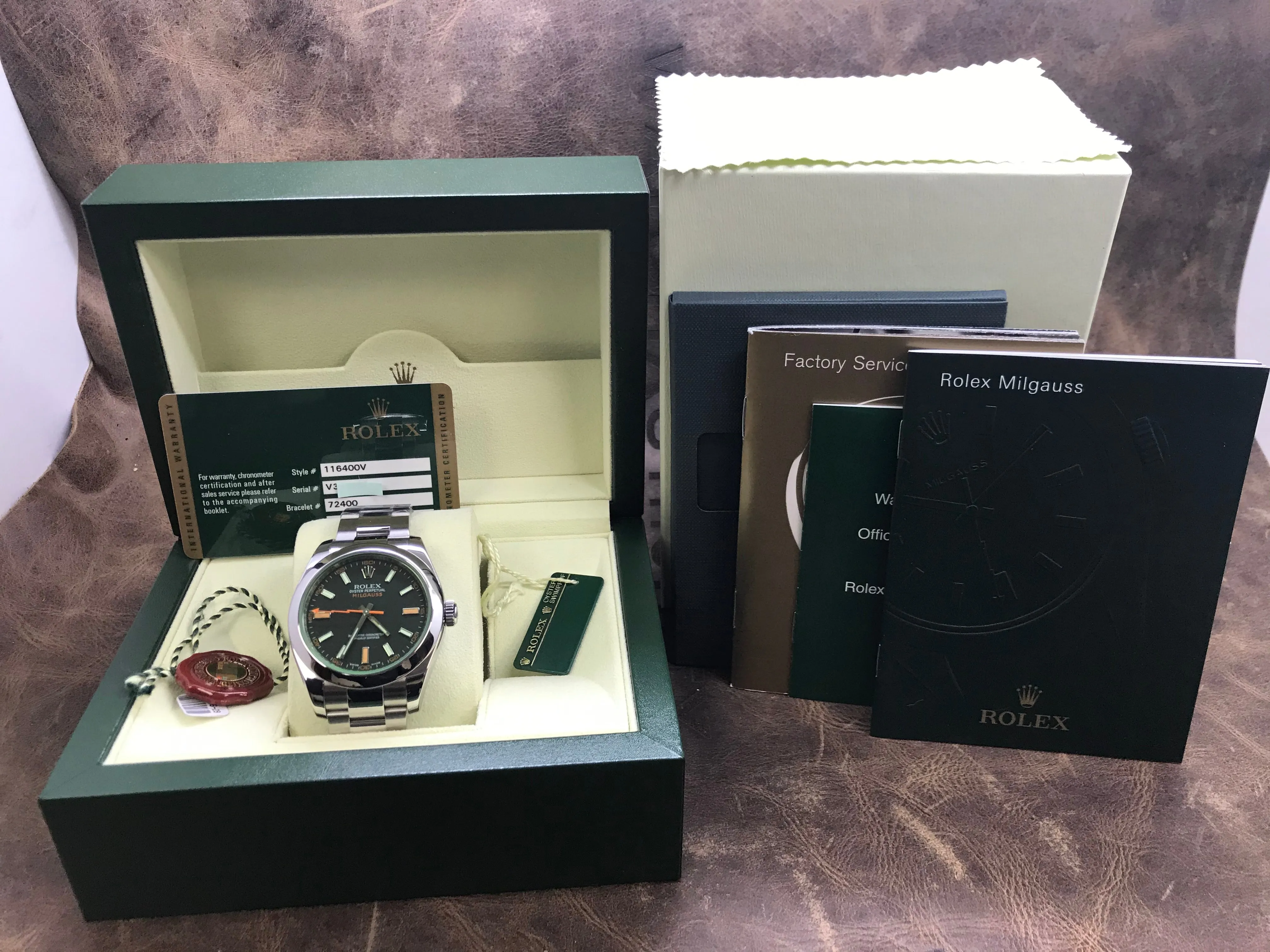 Rolex Milgauss Green 116400V Black Dial Automatic Men's Watch